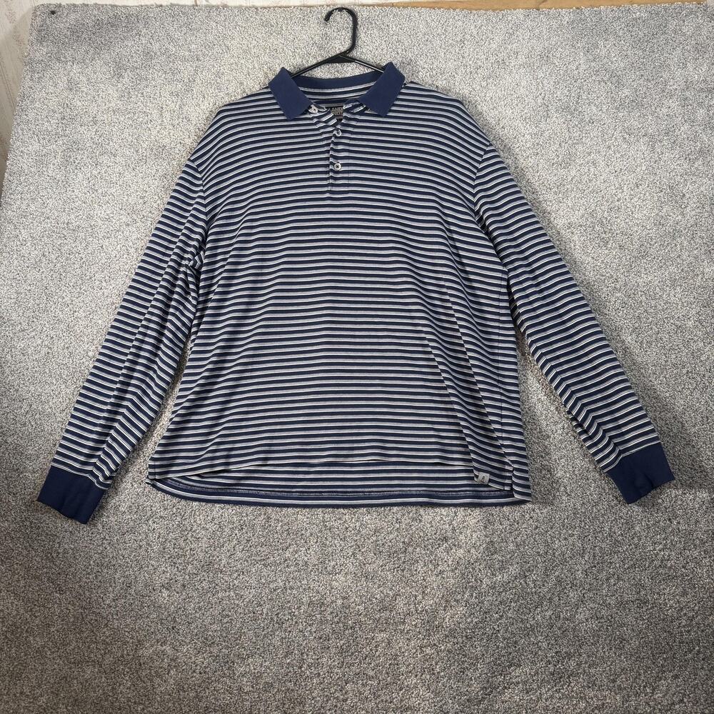 Lands End Polo Shirt L Striped Nautical Old Money Coastal Grandpa Heritage